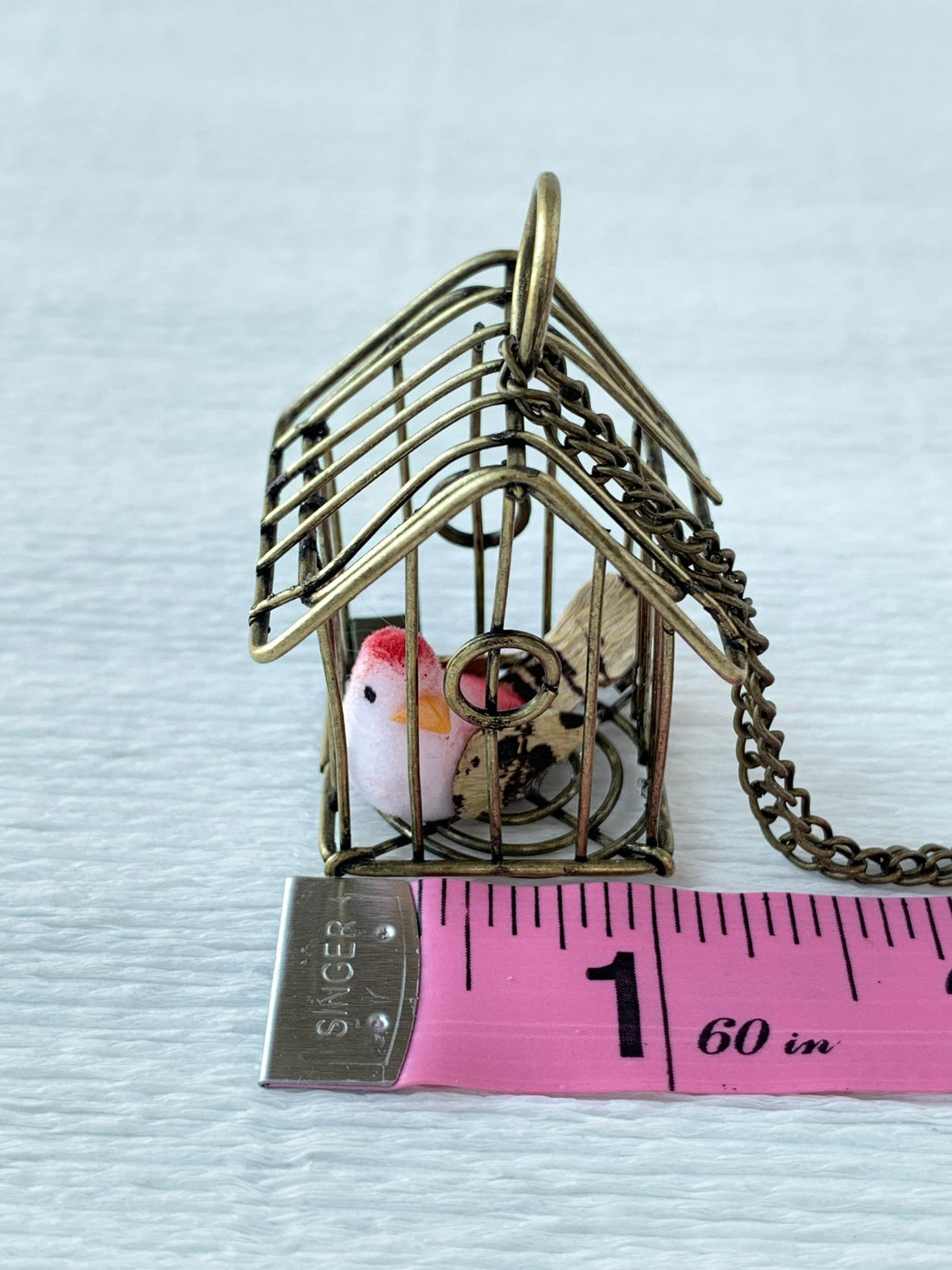 Lenora Dame A Little Bird Told Me Birdcage Pendant Necklace in Coral