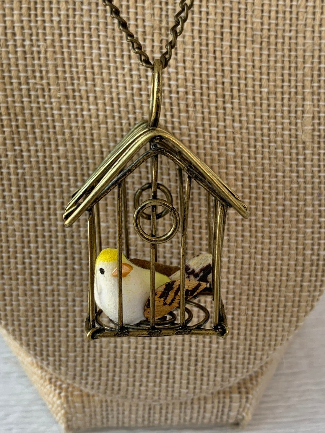 Lenora Dame A Little Bird Told Me Birdcage Pendant Necklace in Lemon
