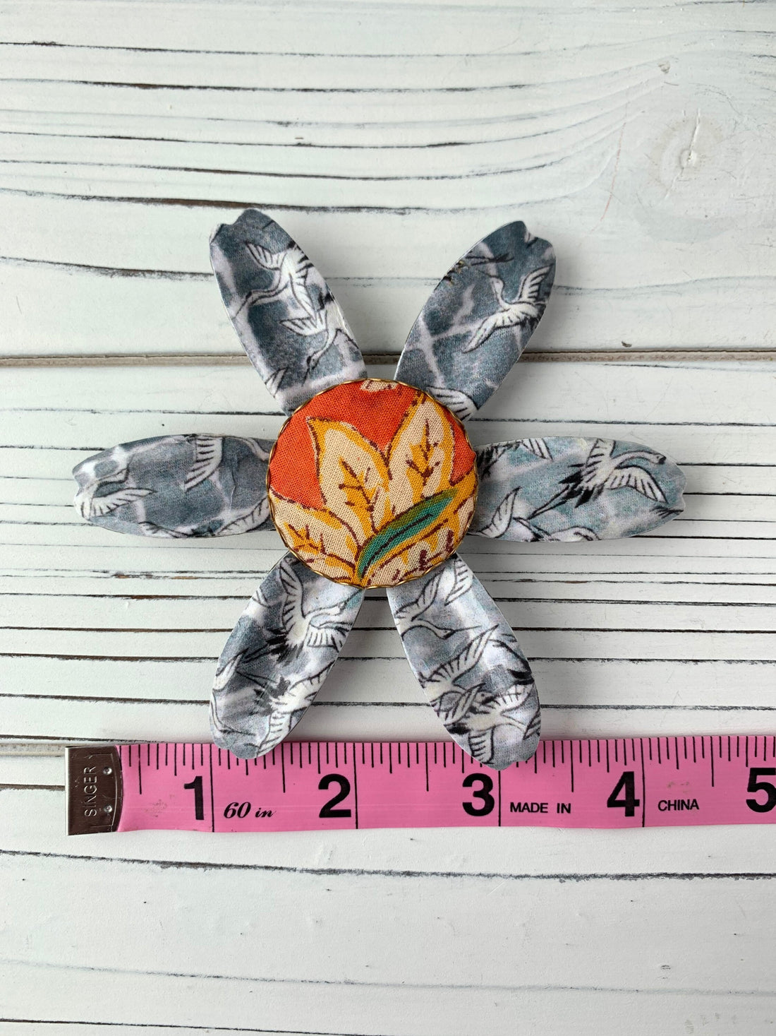 Lenora Dame Oversize Decoupage Flower Pin