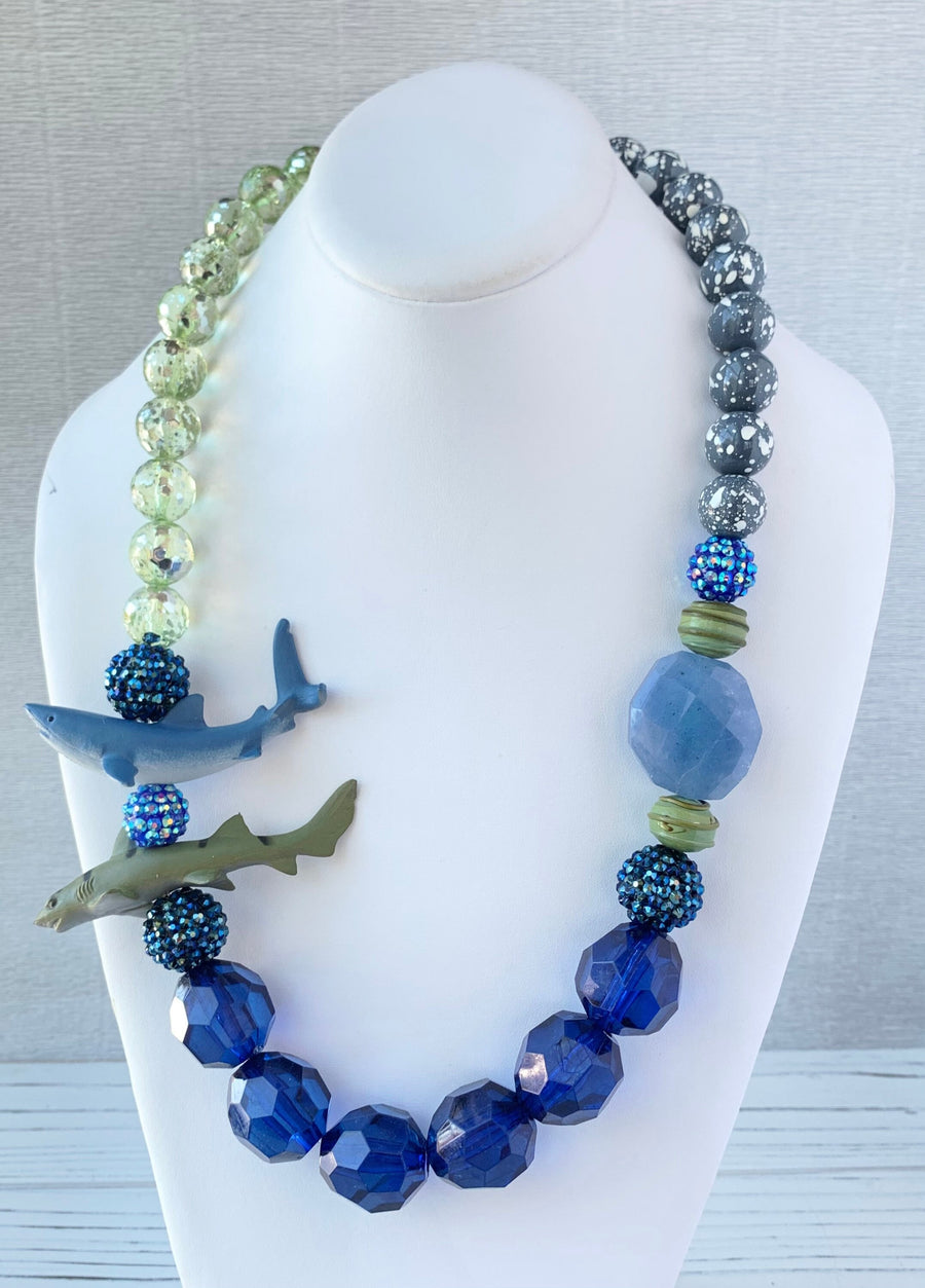 Lenora Dame Shark Necklace in Cobalt