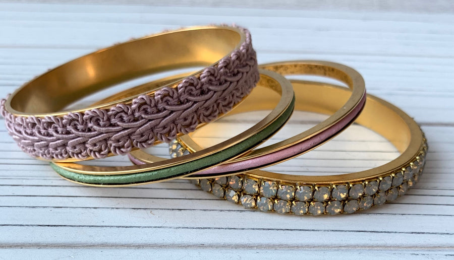 Lenora Dame 4-Piece Bridgerton Bangle Set in Lavender and Sage