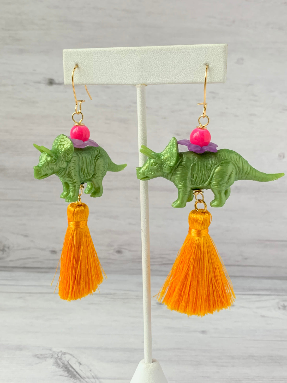 Lenora Dame Sweet Pea Triceratops Tassel Earrings - LAST FEW!