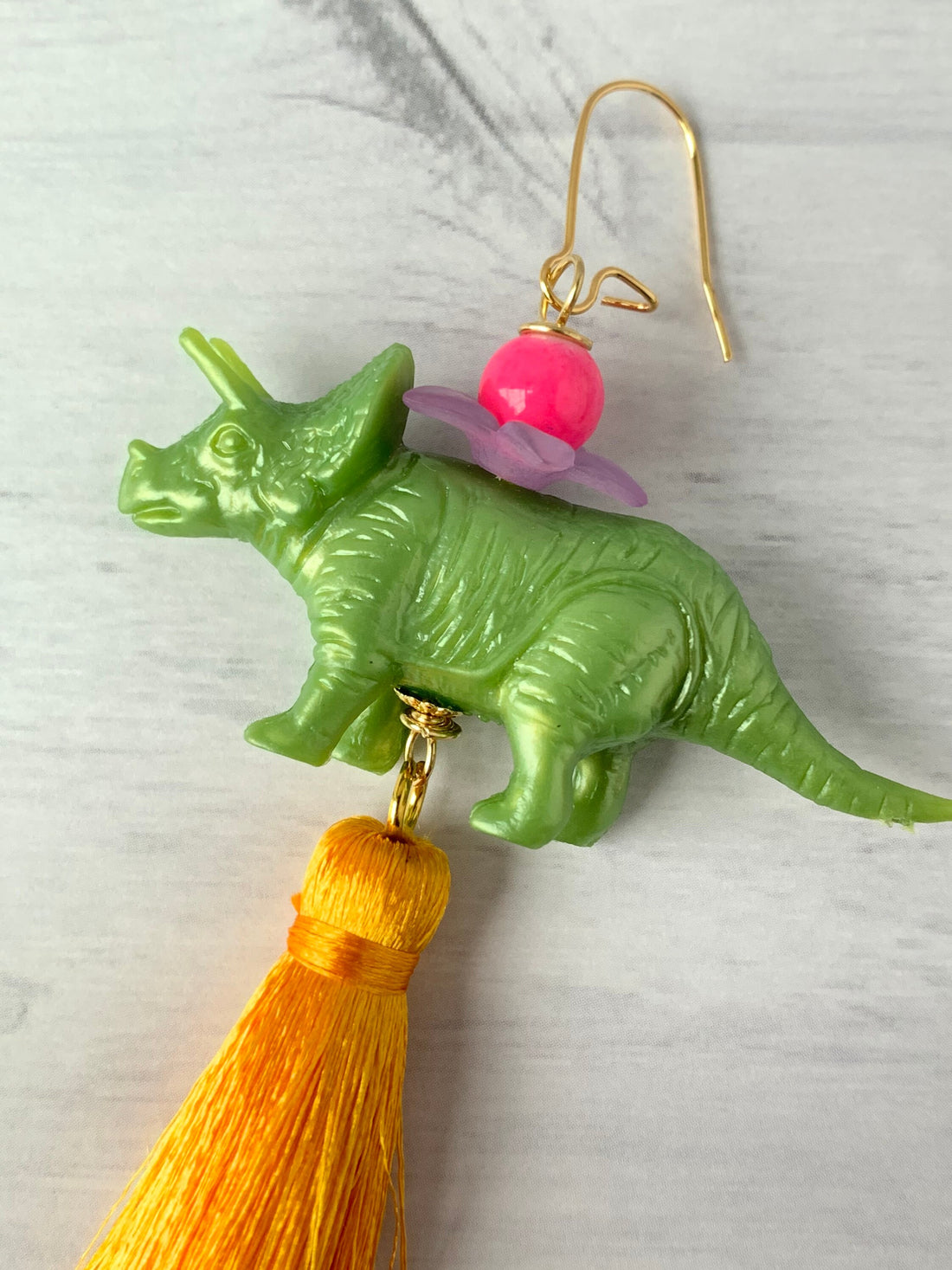 Lenora Dame Sweet Pea Triceratops Tassel Earrings - LAST FEW!