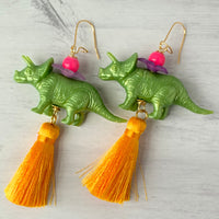 Lenora Dame Sweet Pea Triceratops Tassel Earrings - LAST FEW!