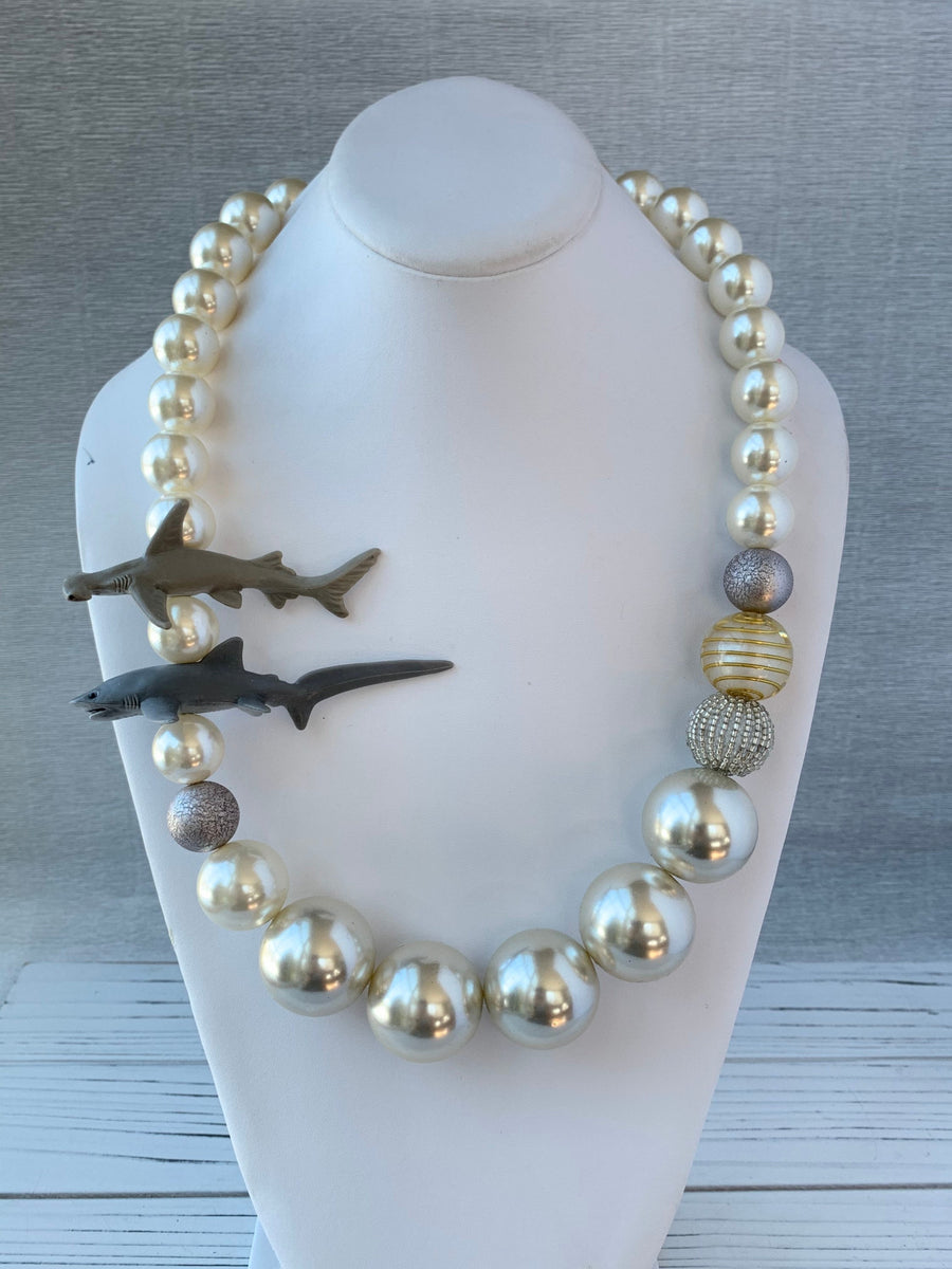 Lenora Dame Shark Necklace in Pearl