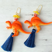 Lenora Dame Tangerine Spinosaurus Tassel Earrings