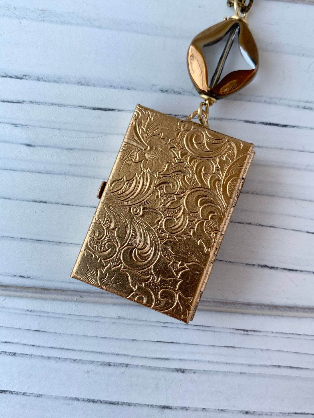 Lenora Dame Vintage Postmark Book Locket Necklace