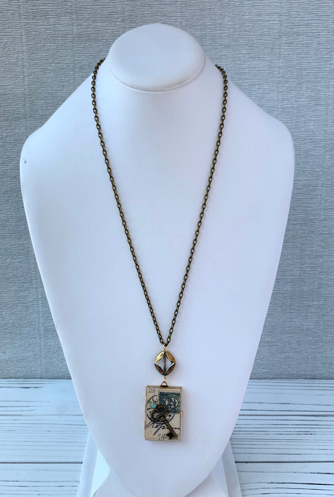 Lenora Dame Vintage Postmark Book Locket Necklace