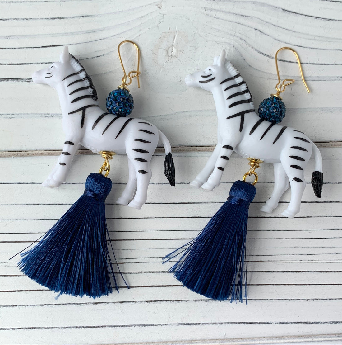 Lenora Dame Zebra Tassel Earrings