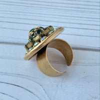Lenora Dame Empire Statement Ring in Emerald and Jet