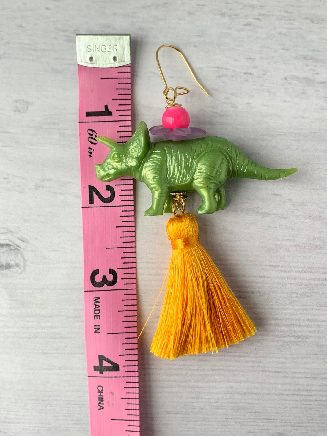 Lenora Dame Sweet Pea Triceratops Tassel Earrings - LAST FEW!