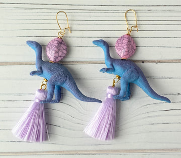 Lenora Dame Colorblock Iguanodon Tassel Earrings