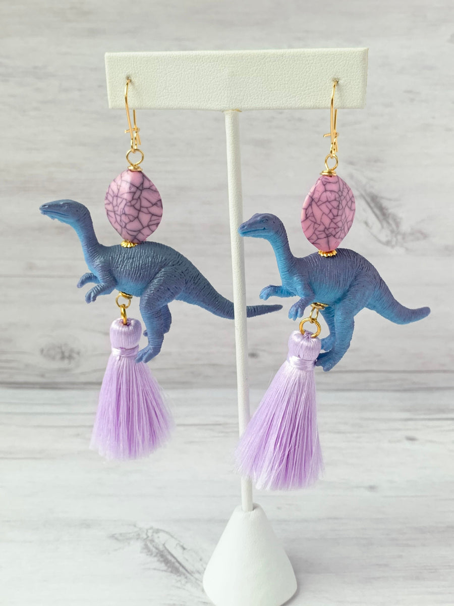 Lenora Dame Colorblock Iguanodon Tassel Earrings