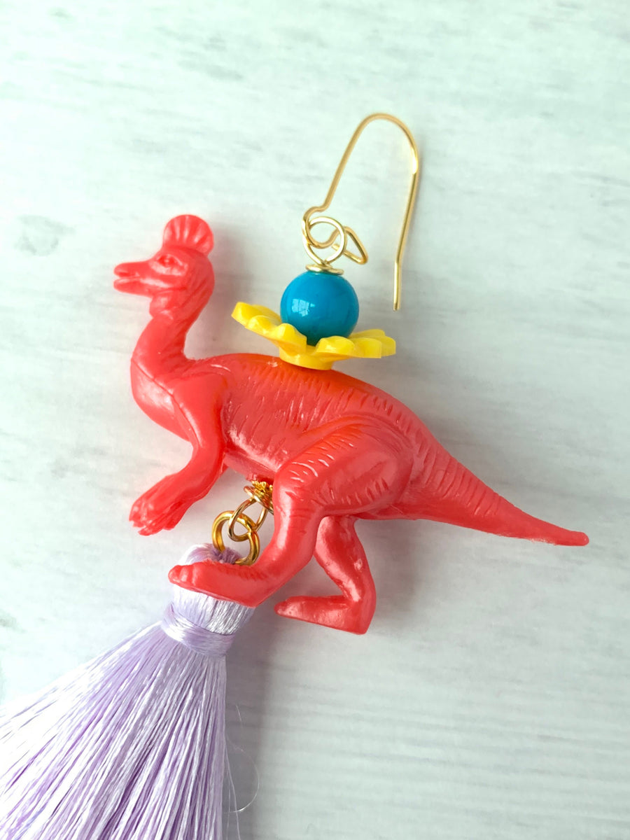 Lenora Dame Poppy Tsintaosaurus Tassel Earrings