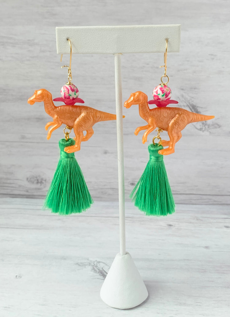 Lenora Dame Clementine Velociraptor Tassel Earrings