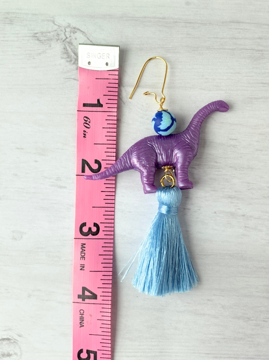 Lenora Dame Iris Brachiosaurus Tassel Earrings