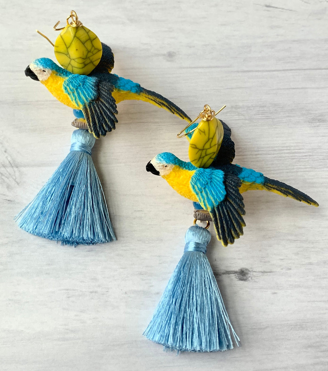 Lenora Dame Macaw Tassel Earrings