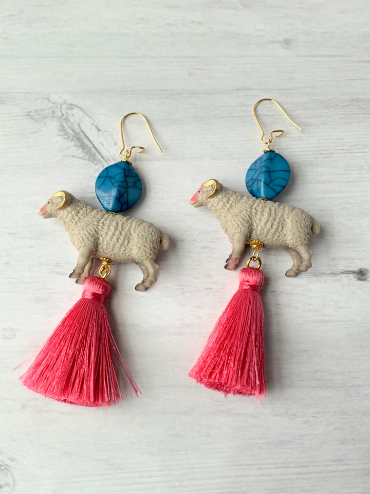 Lenora Dame Bashful Ram Tassel Earrings