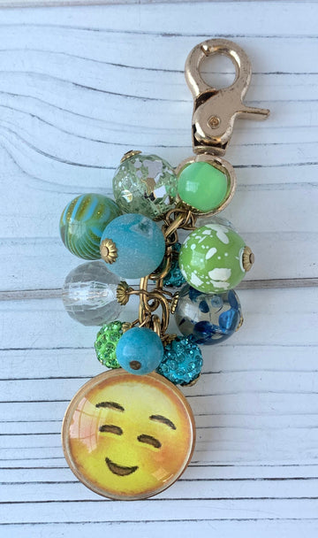 Lenora Dame I'm Blushing Emoji Purse and Bag Charm - Keychain