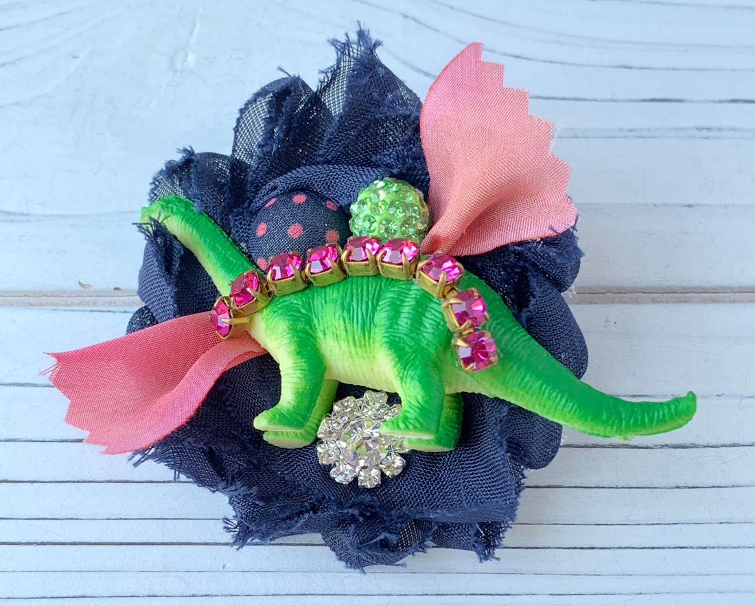 Lenora Dame Dino-Mite Dinosaur Barrette in Verbena