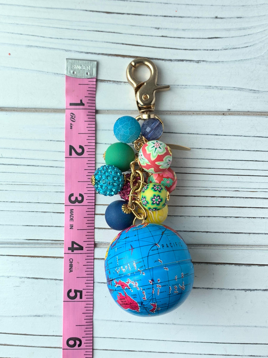 Lenora Dame Globe Keychain Purse Charm