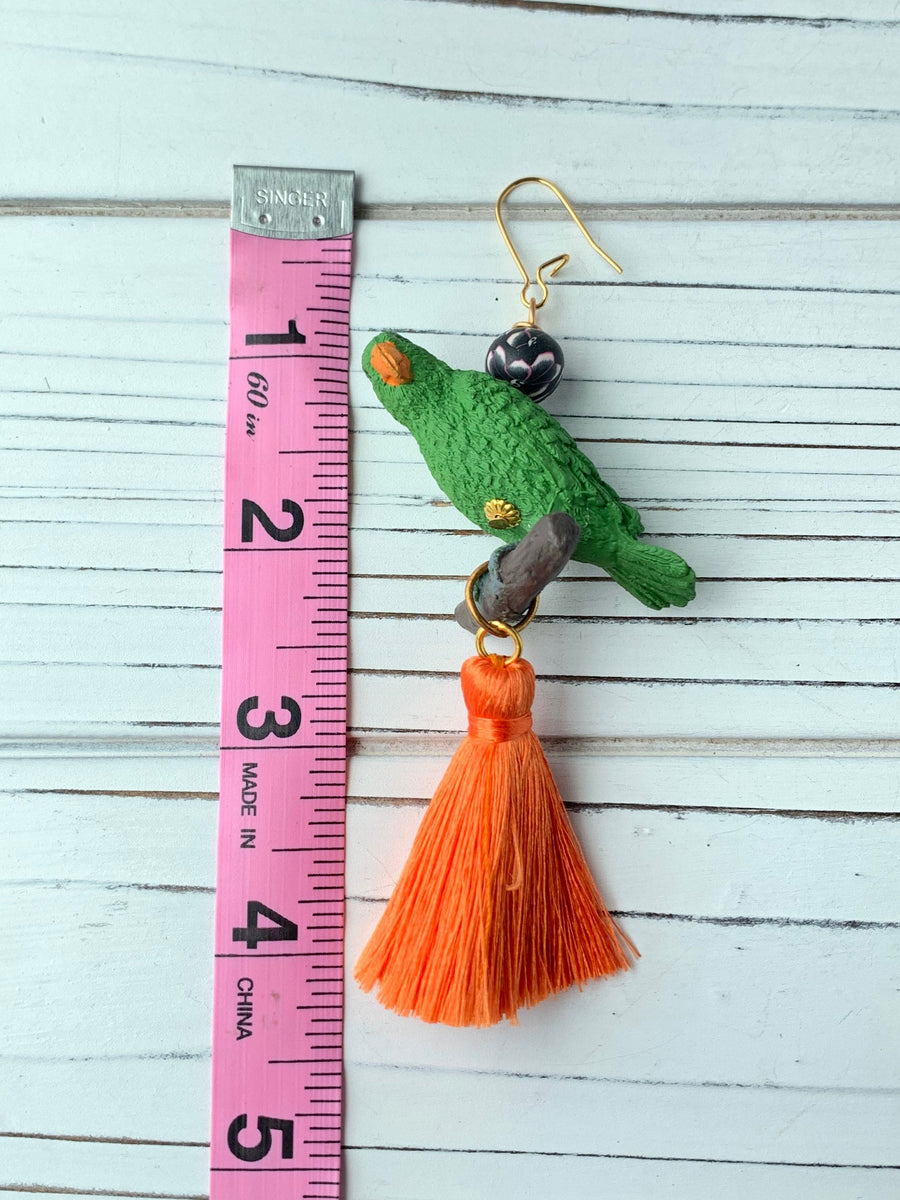 Lenora Dame Parakeet Tassel Earrings