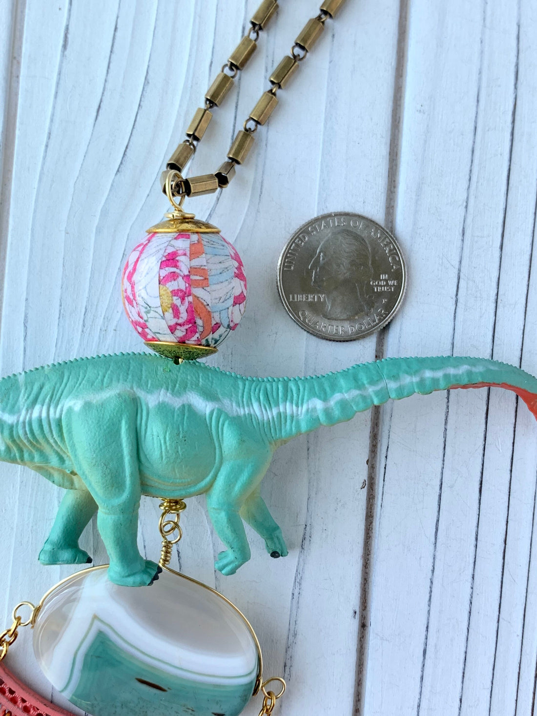 Lenora Dame Ikat Brontosaurus Pendant Necklace