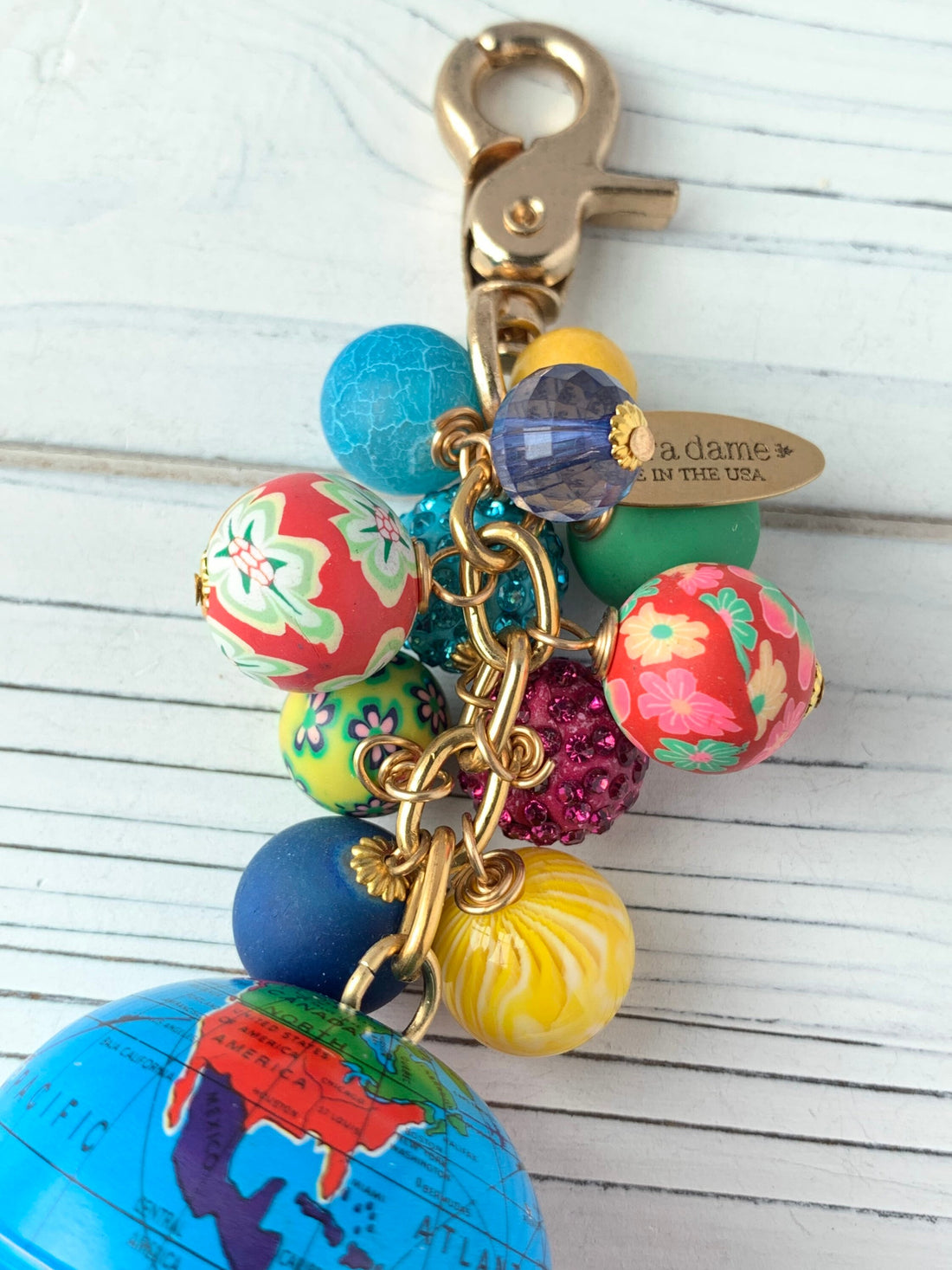 Lenora Dame Globe Keychain Purse Charm