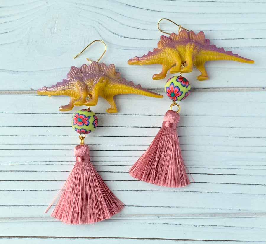 Lenora Dame High Tea Dino Tassel Earrings