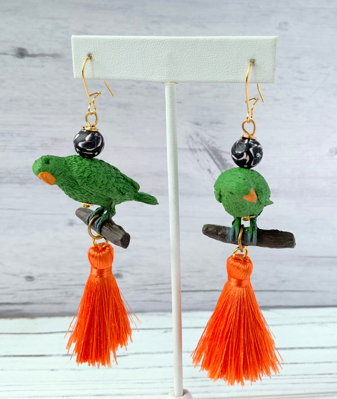 Lenora Dame Parakeet Tassel Earrings