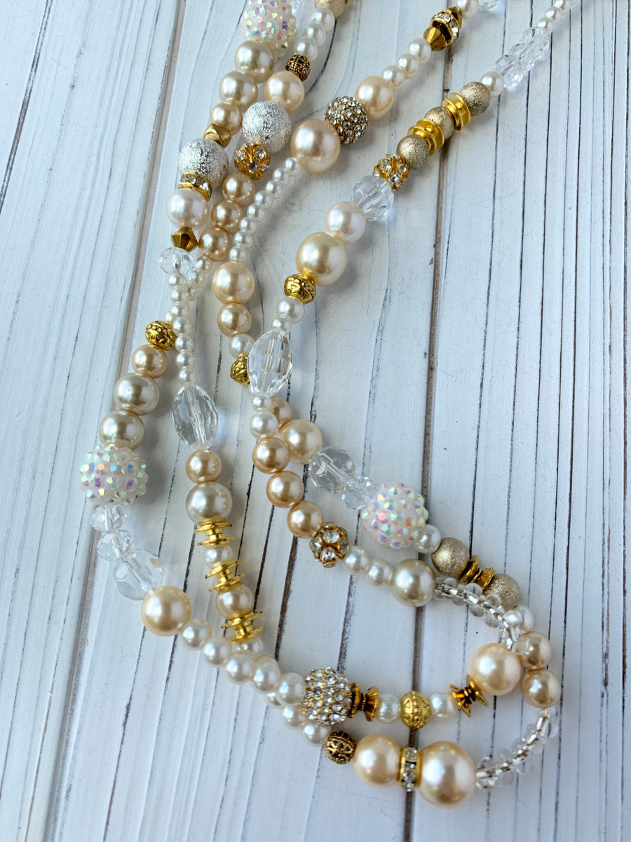 Lenora Dame Long Pearl & Crystal Necklace