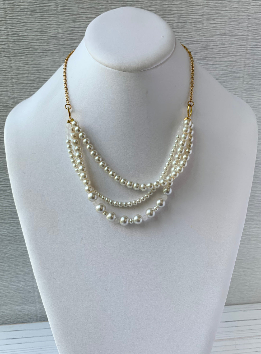 Lenora Dame Petite Triple Strand Pearl Choker Necklace