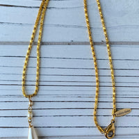 Lenora Dame Chain Tassel & Pearl Tear Drop Pendant Necklace