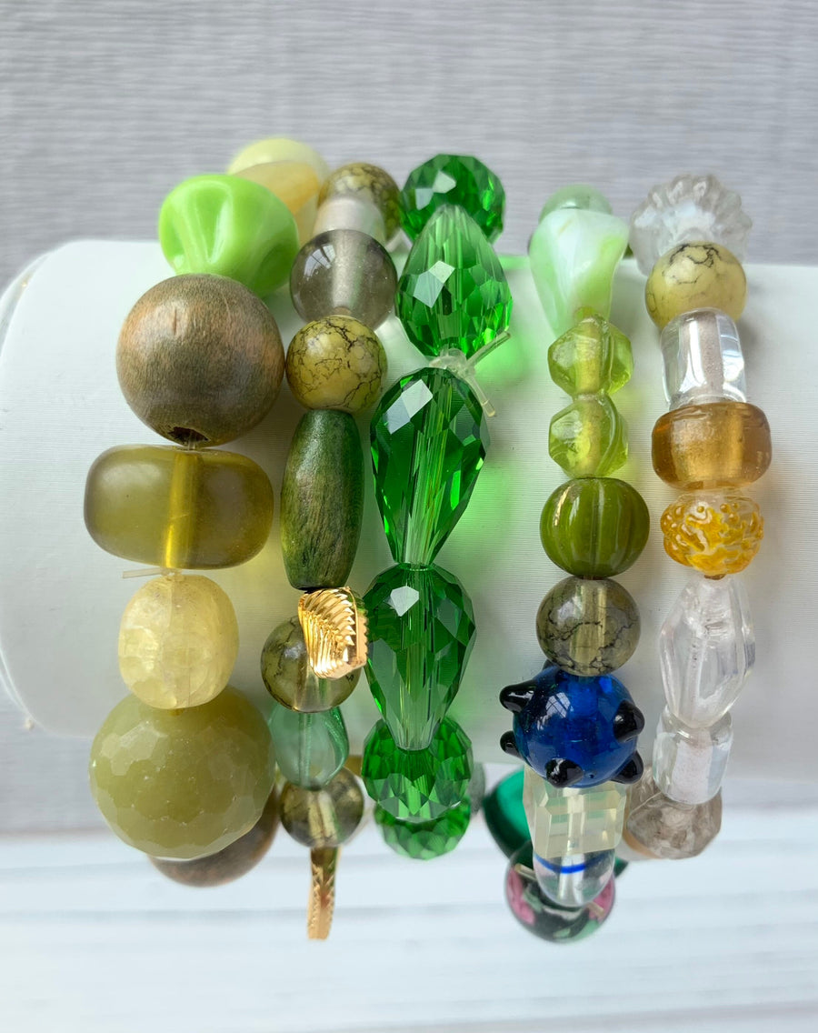 Lenora Dame 5-Piece Olivine Stretch Bracelet Set One of a Kind