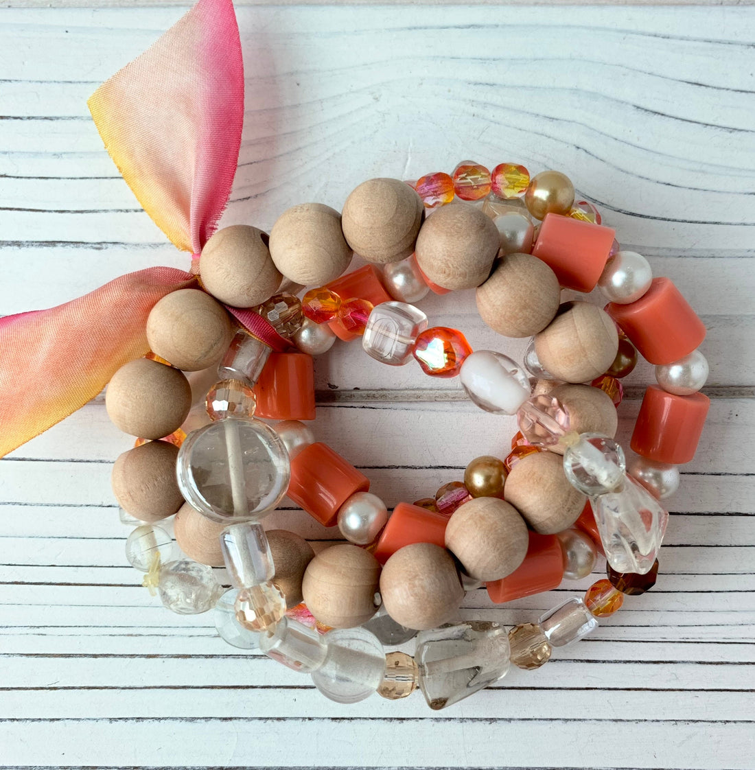 Lenora Dame 5-Piece Just Peachy Stretch Bracelet Set One of a Kind