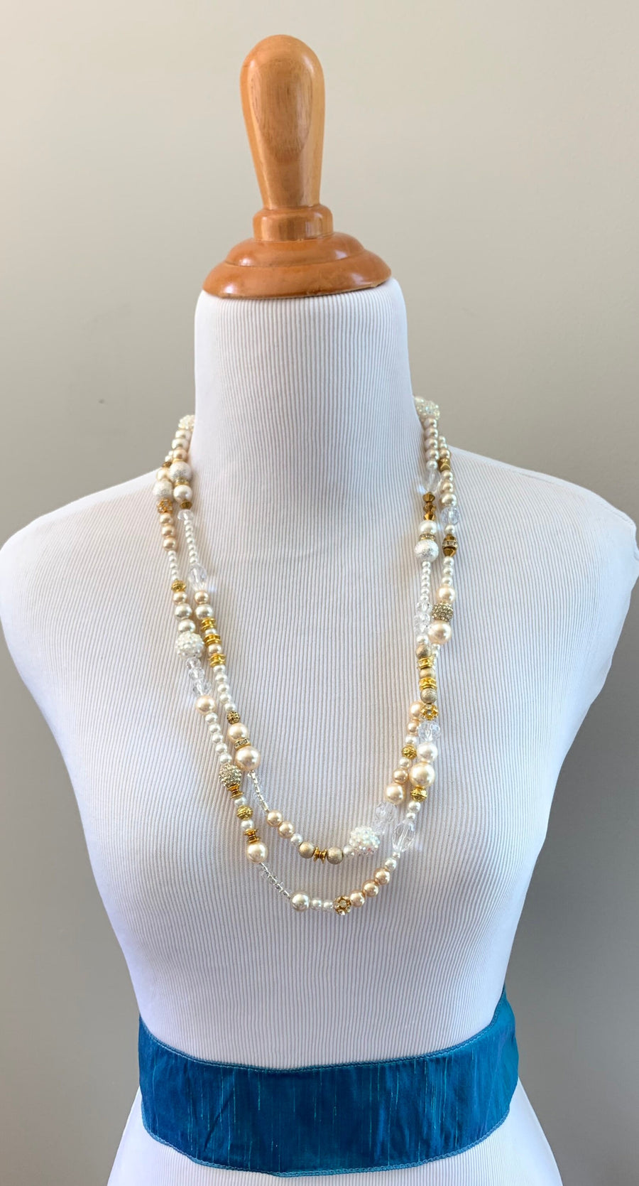 Lenora Dame Long Pearl & Crystal Necklace