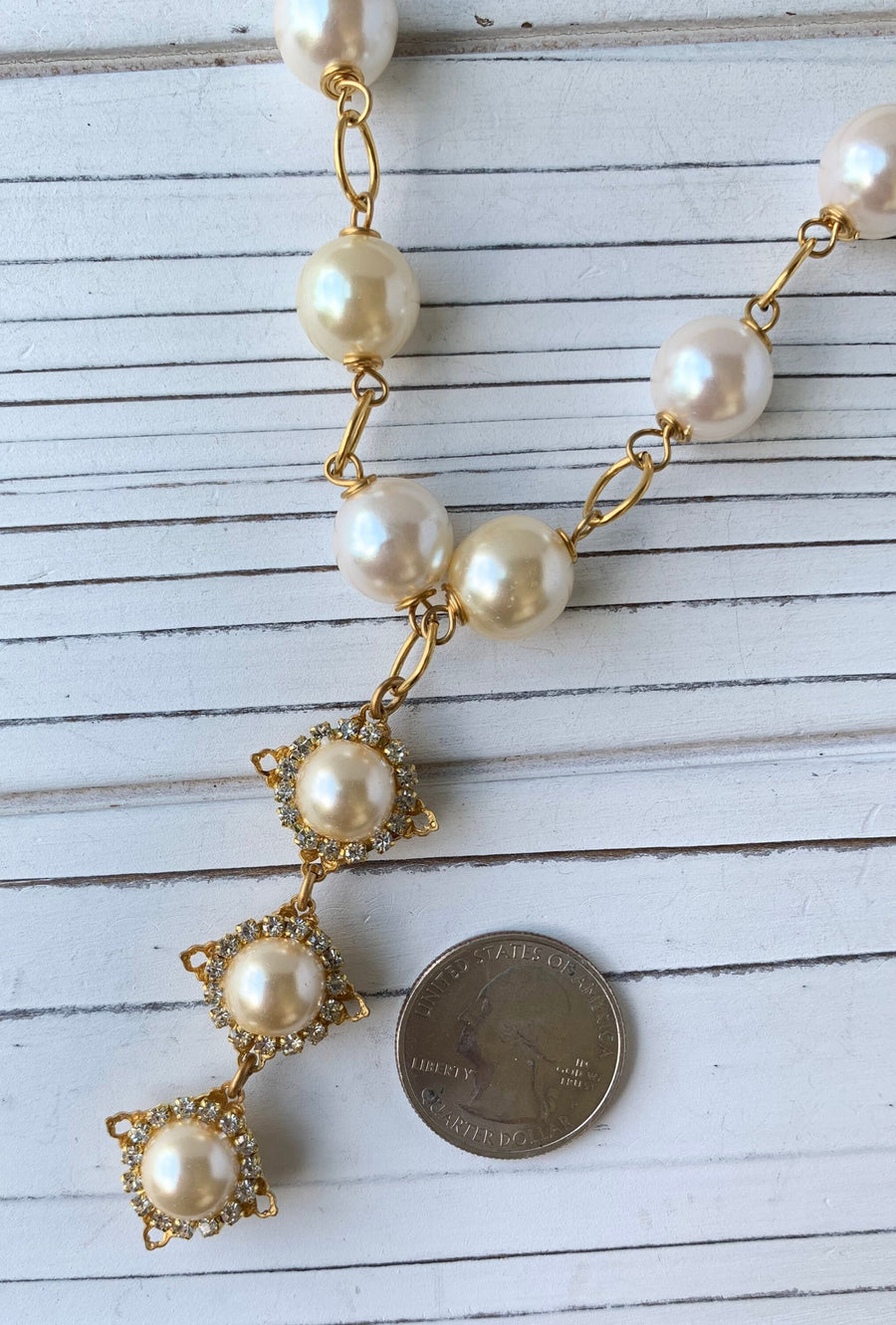 Lenora Dame 3-Pearl Drop Classic Necklace