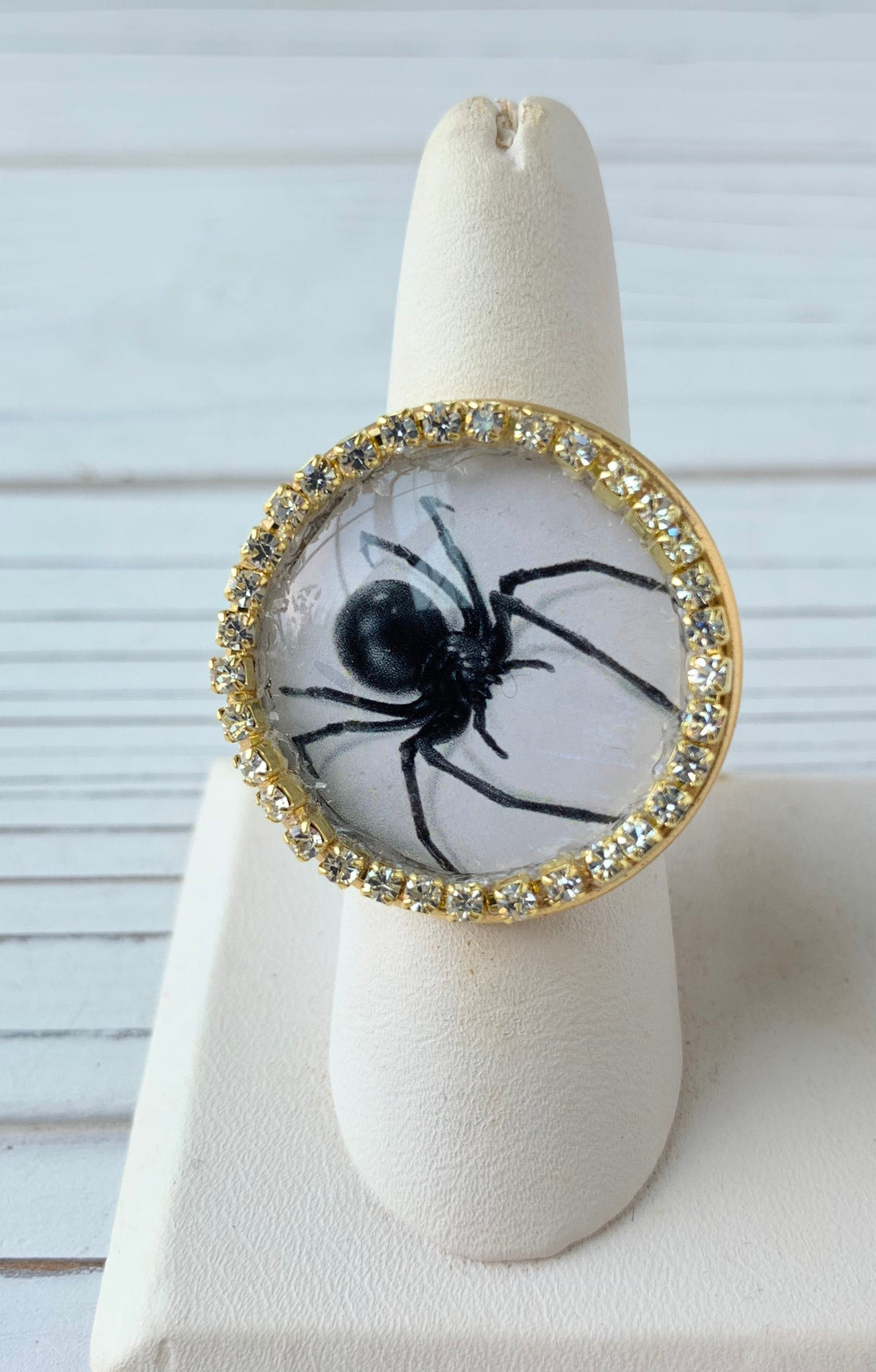 Lenora Dame Black Widow Rhinestone Statement Ring