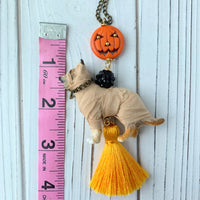 Lenora Dame Mummy Pup Halloween Pendant Necklace