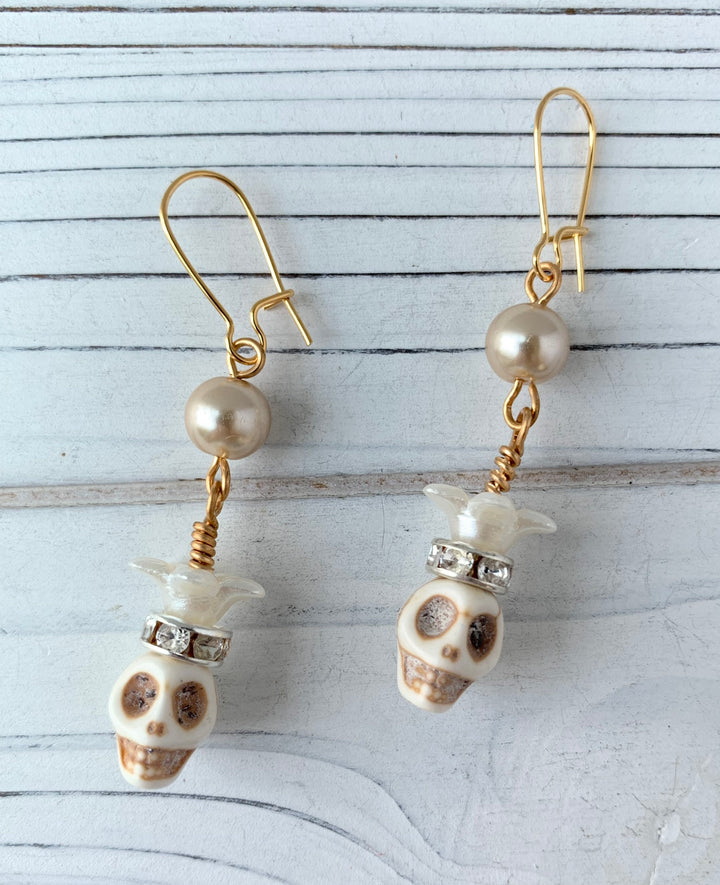 Lenora Dame Skull Bride Earrings