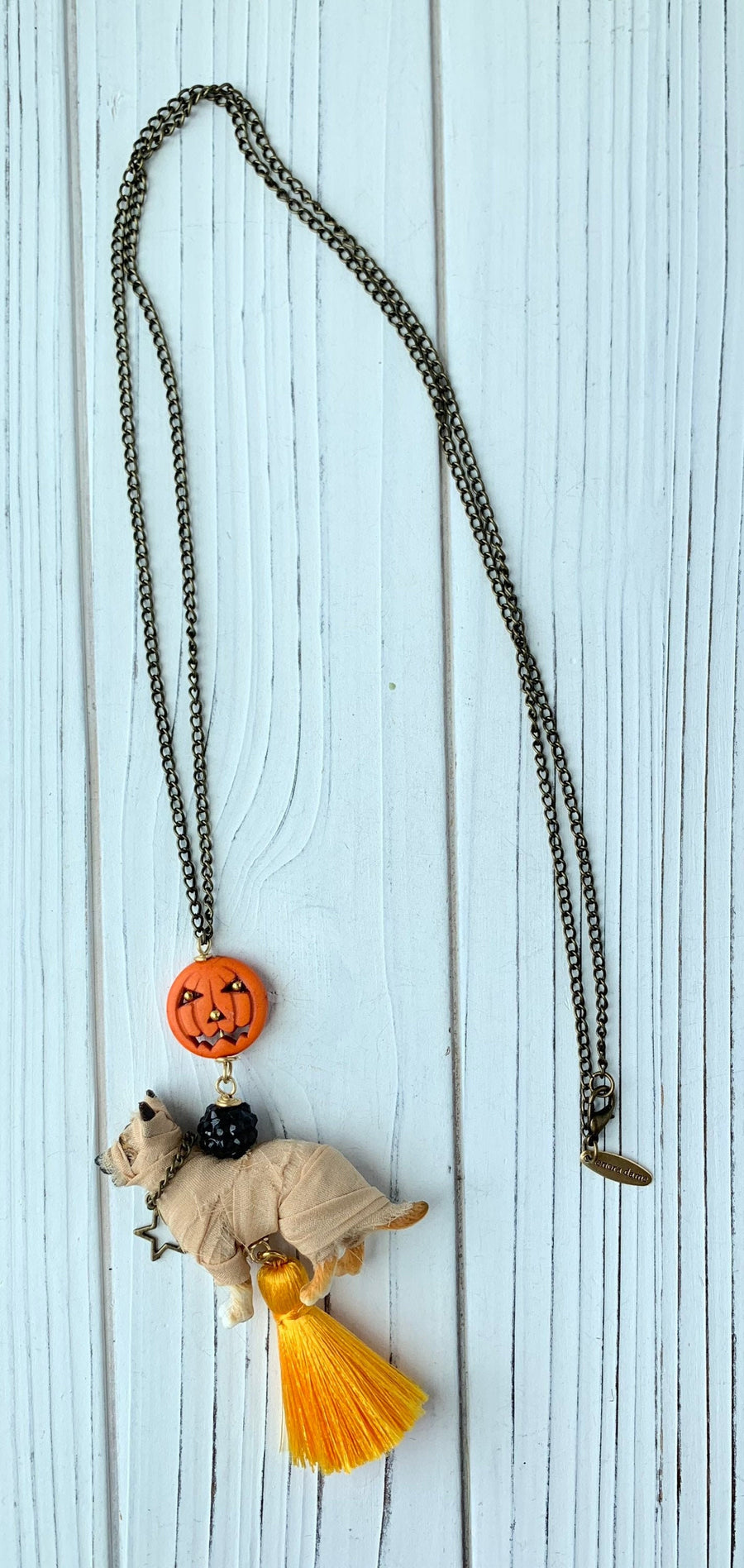 Lenora Dame Mummy Pup Halloween Pendant Necklace