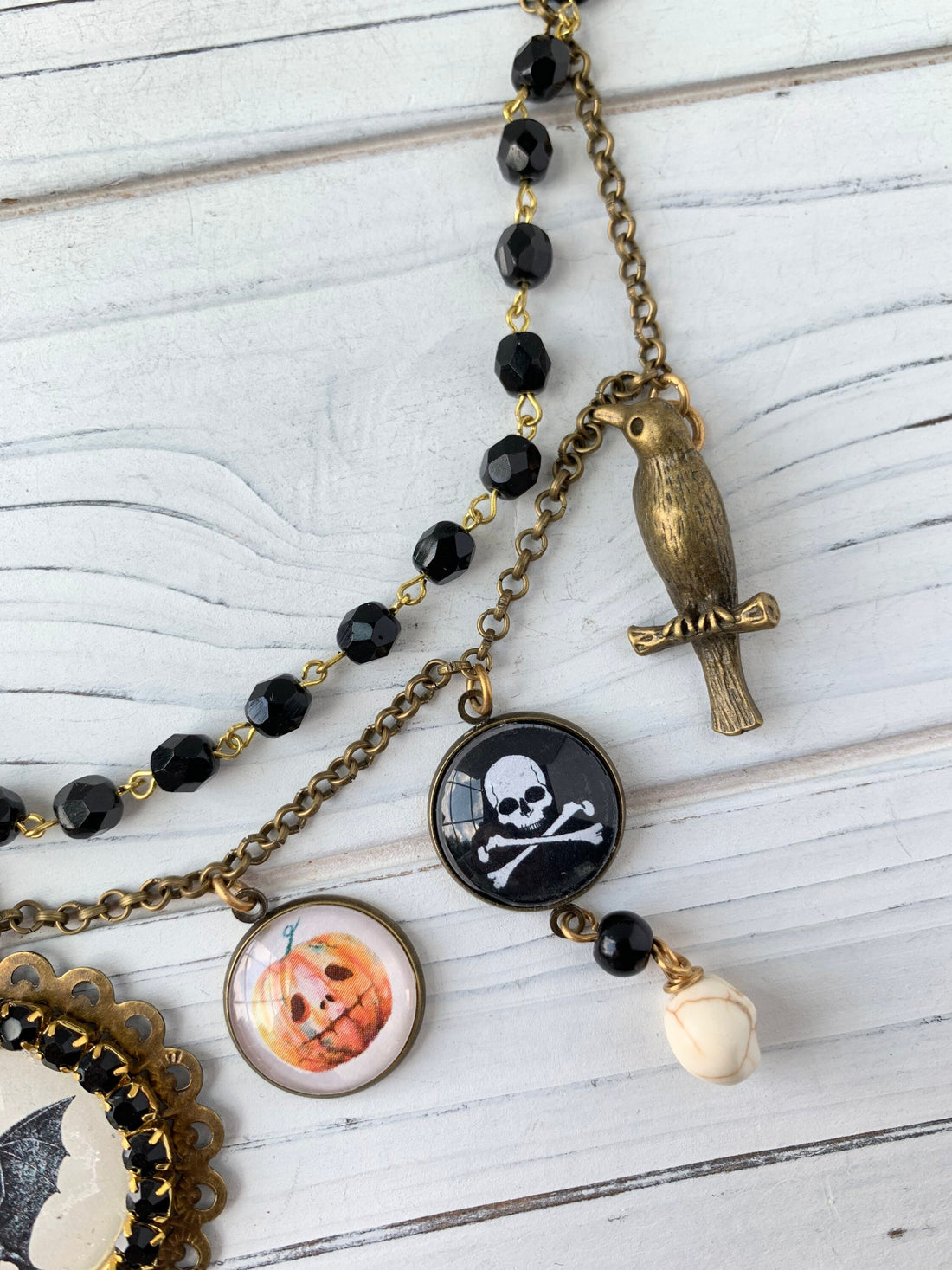 Lenora Dame - Ghostly Charm Necklace - Halloween Charm Necklace - Witch Jewelry