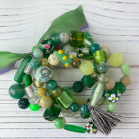 Lenora Dame 5-Piece Green Goddess Stretch Bracelet Set One of a Kind