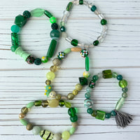 Lenora Dame 5-Piece Green Goddess Stretch Bracelet Set One of a Kind
