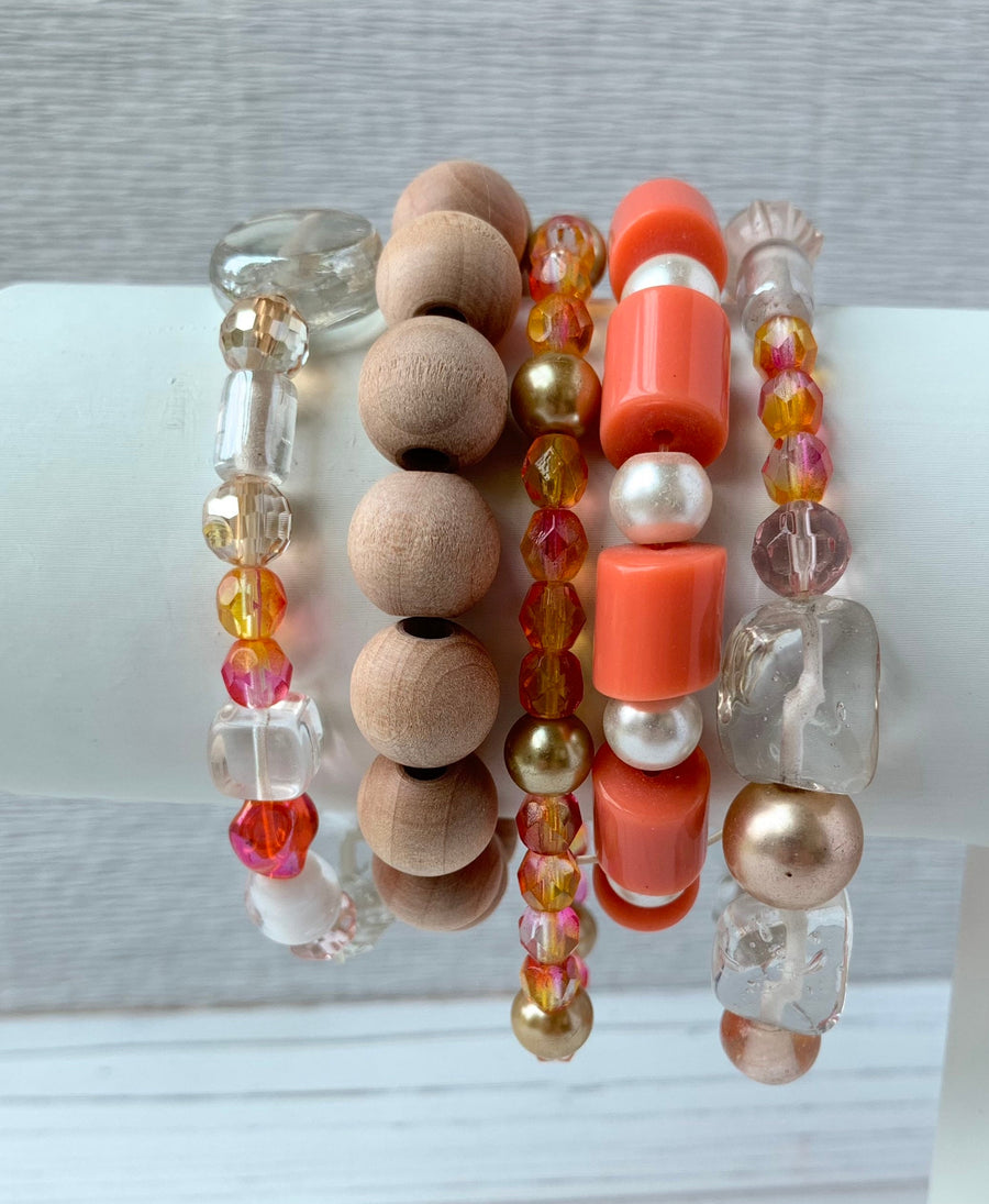 Lenora Dame 5-Piece Just Peachy Stretch Bracelet Set One of a Kind