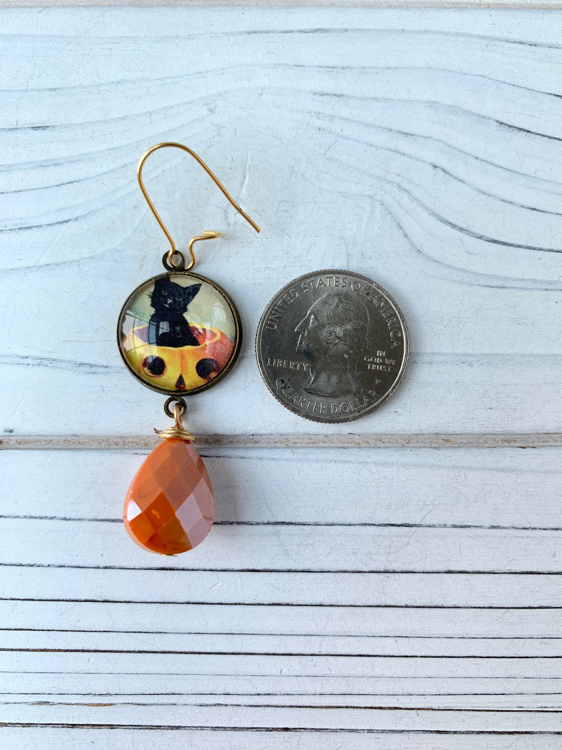 Lenora Dame Jack-o-Lantern Kitten Halloween Earrings