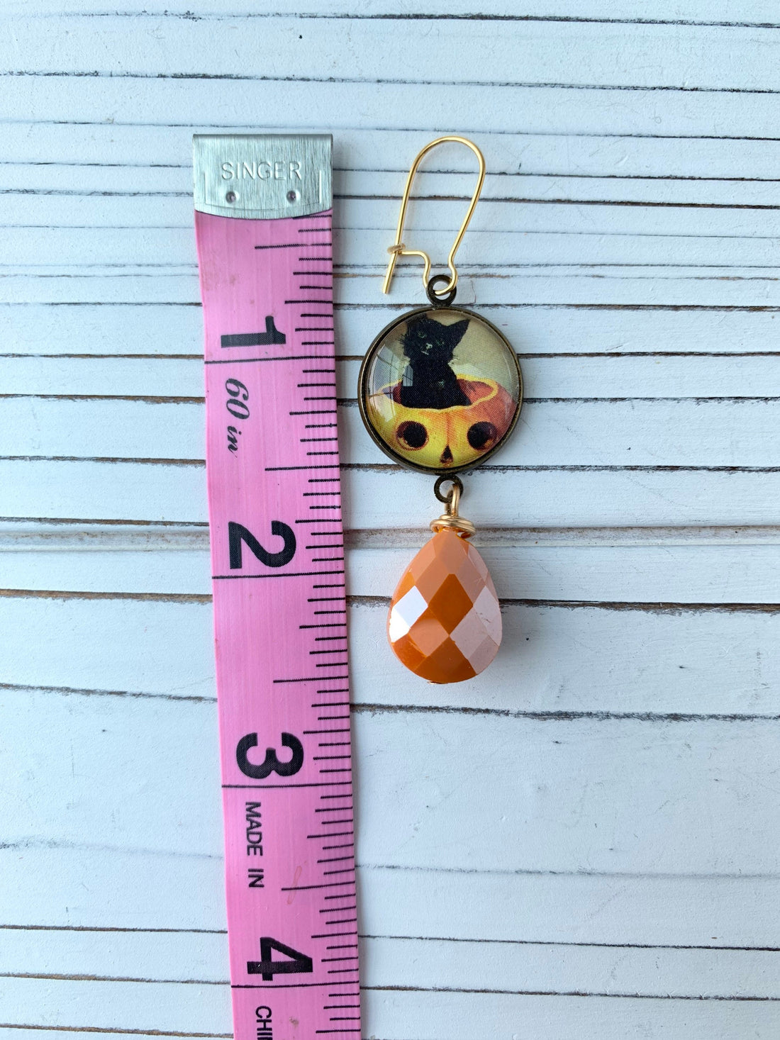 Lenora Dame Jack-o-Lantern Kitten Halloween Earrings