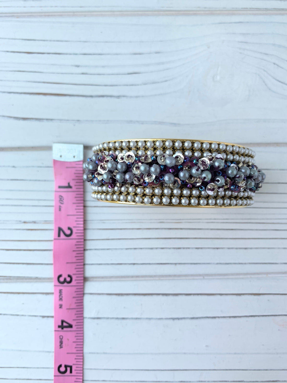 Lenora Dame Maleficent Beaded Brass Cuff Bracelet