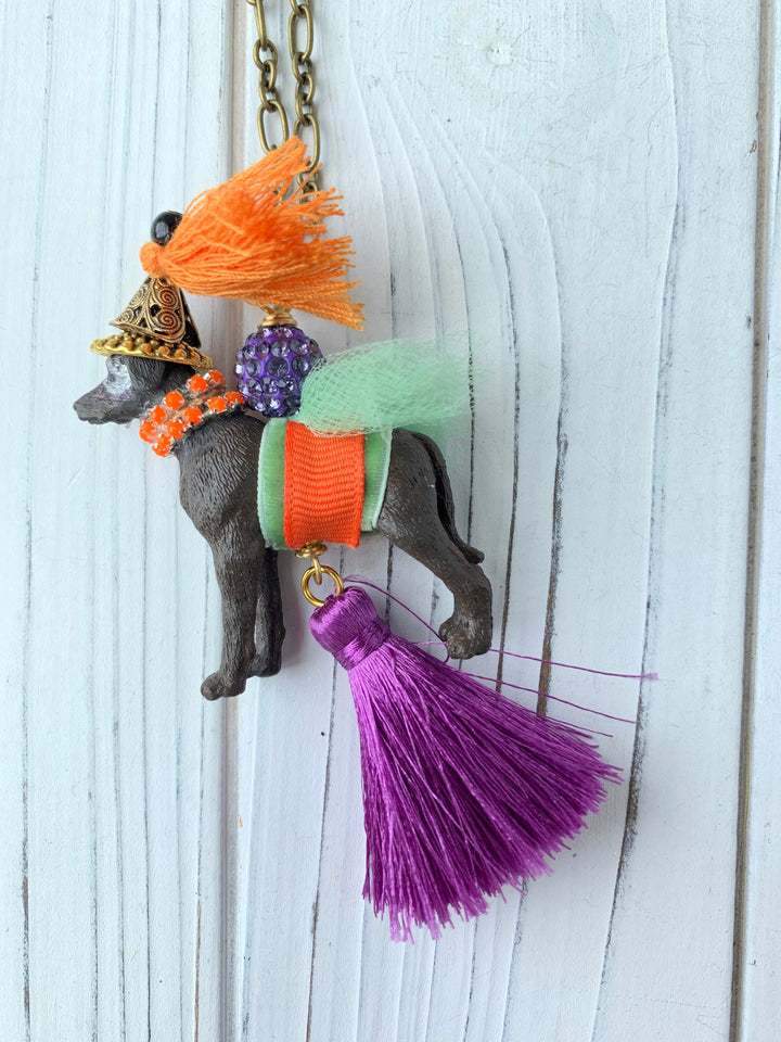 Lenora Dame Halloween Witch Pup Pendant Necklace