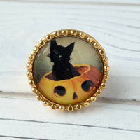 Lenora Dame Lucky the Black Cat Halloween Statement Ring